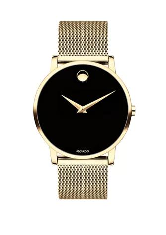 Men’s Yellow Gold PVD Finished Stainless Steel Museum Classic Mesh Bracelet Watch商品第1张图片规格展示