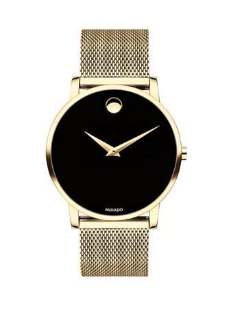 商品Movado|Men’s Yellow Gold PVD Finished Stainless Steel Museum Classic Mesh Bracelet Watch,价格¥7442,第1张图片