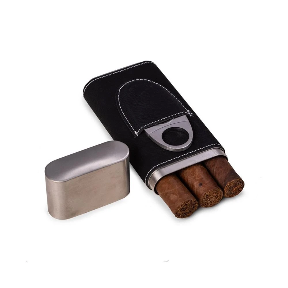 商品Bey-Berk|Leather 3 Cigar Case with Cigar Cutter,价格¥766,第2张图片详细描述