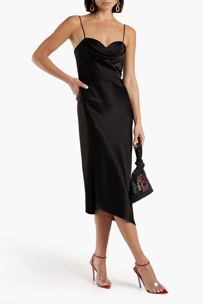 商品Alice + Olivia|Kiyoko asymmetric draped satin-crepe midi dress,价格¥1117,第2张图片详细描述