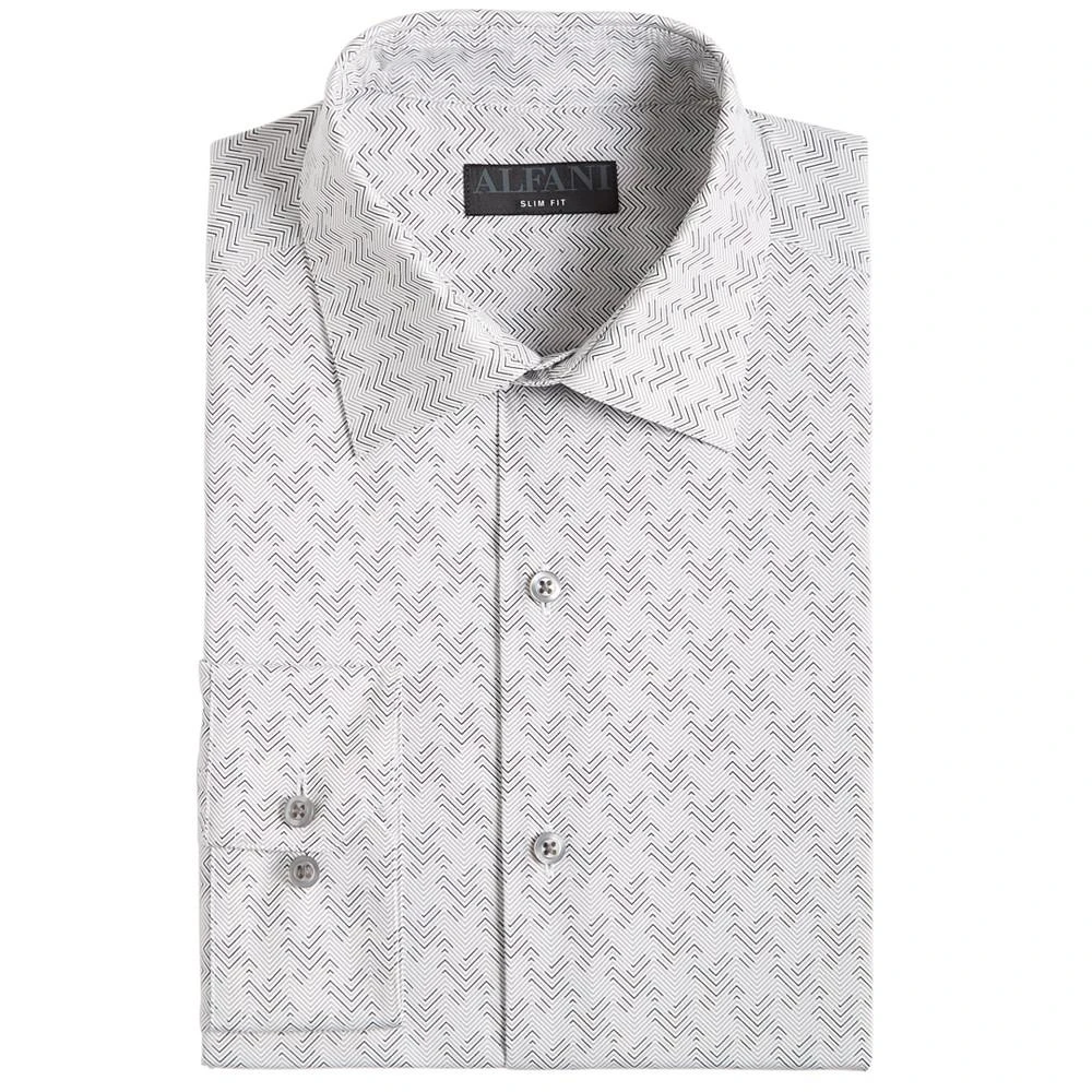 商品Alfani|Men's Slim Fit 2-Way Stretch Stain Resistant Houndbone Geo Dress Shirt, Created for Macy's,价格¥184,第4张图片详细描述