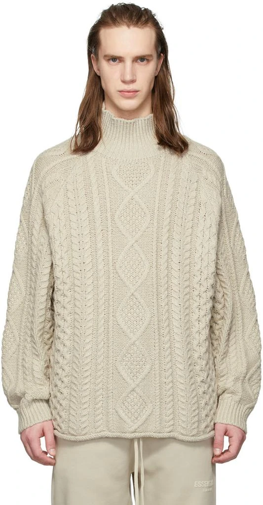 商品Essentials|Beige Cable Knit Turtleneck,价格¥589,第1张图片