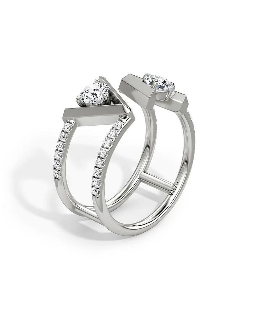 V Double Row Pavé Band in 14K White Gold, .72ctw Round Brilliant Lab Grown Diamonds 商品