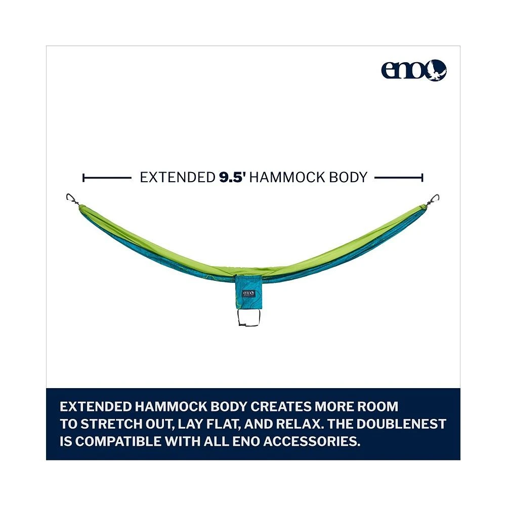 商品ENO|DoubleNest Hammock - Lightweight, Portable, 1 to 2 Person Hammock - For Camping, Hiking, Backpacking, Travel, a Festival, or the Beach - Continental Trail Divide Coalition/Chartreuse,价格¥632,第2张图片详细描述