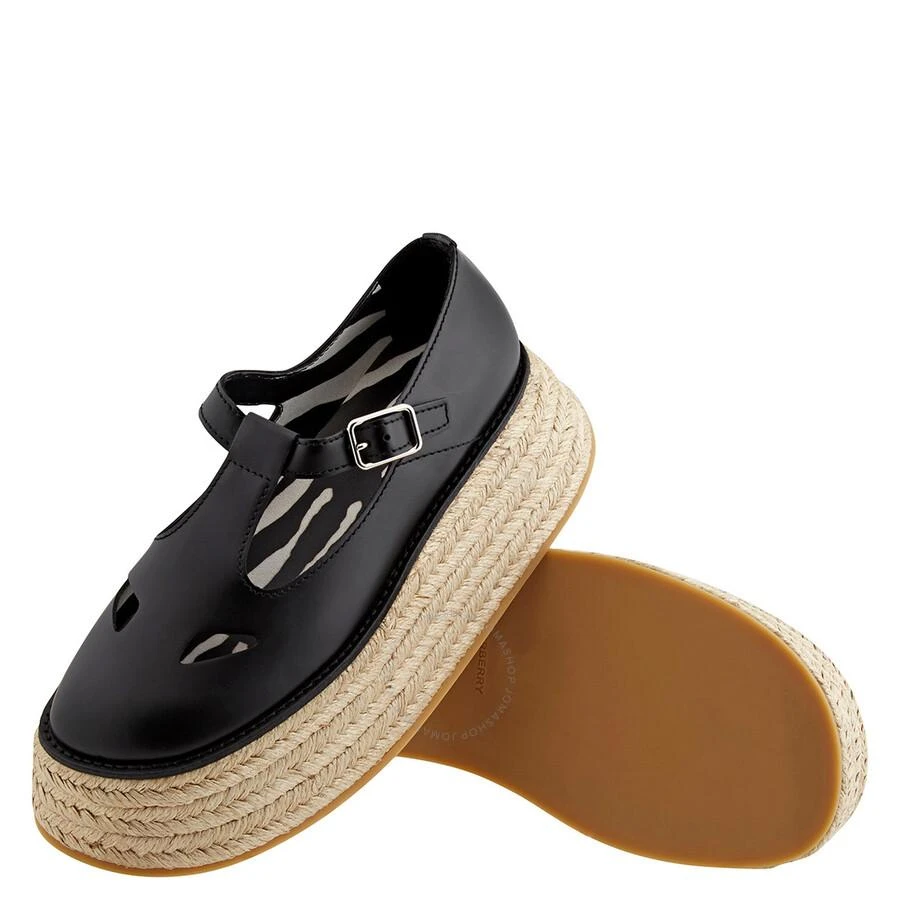 商品Burberry|Black Aldywych Flatform Leather Espadrilles,价格¥864,第2张图片详细描述