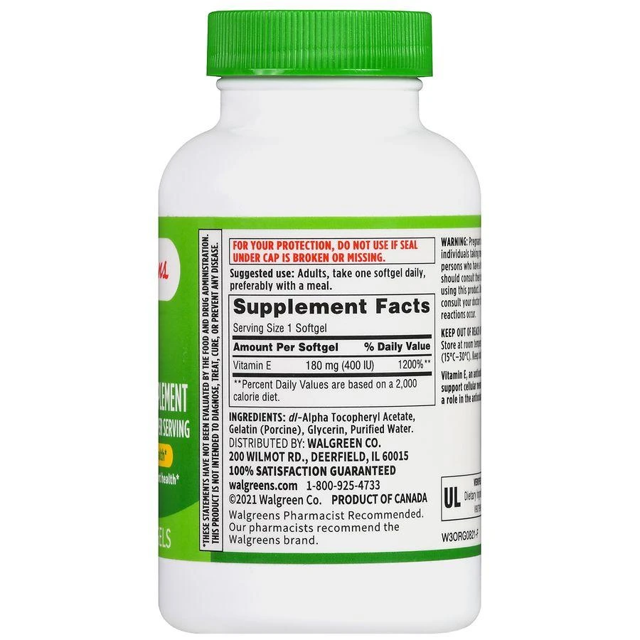 商品Walgreens|Vitamin E 180 mg Softgels (180 days),价格¥168,第3张图片详细描述