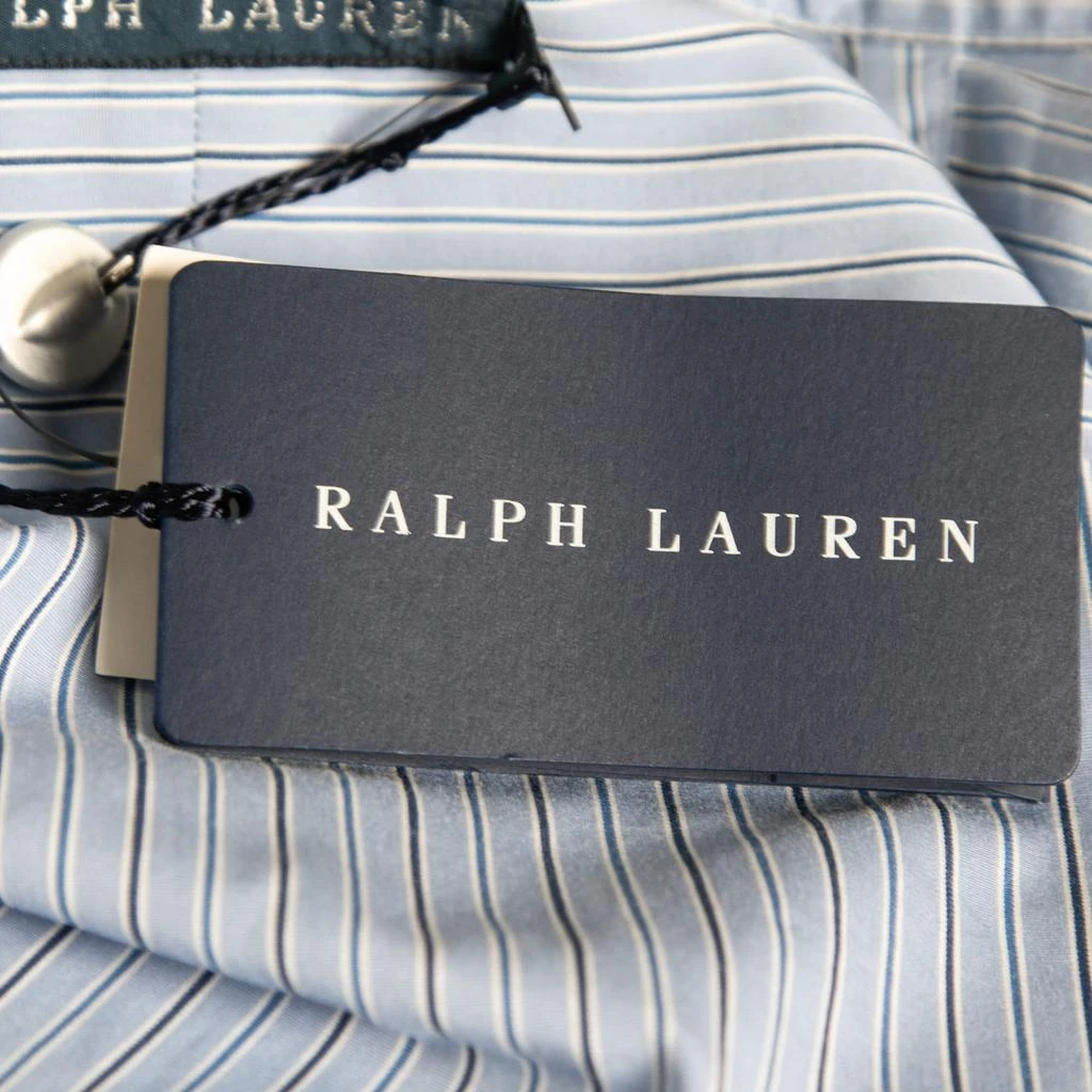 商品[二手商品] Ralph Lauren|Ralph Lauren Blue Striped Cotton Ruffle Trimmed Button Front Shirt M,价格¥919,第5张图片详细描述