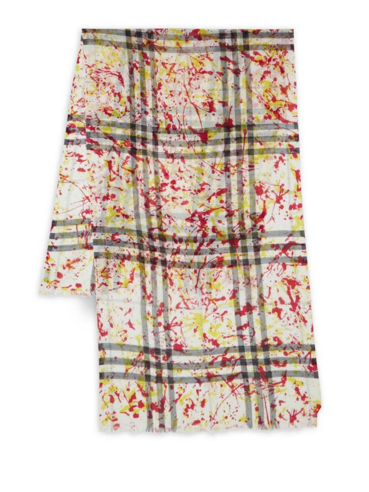 商品Burberry|Splatter Check Wool & Silk Scarf,价格¥2208,第2张图片详细描述