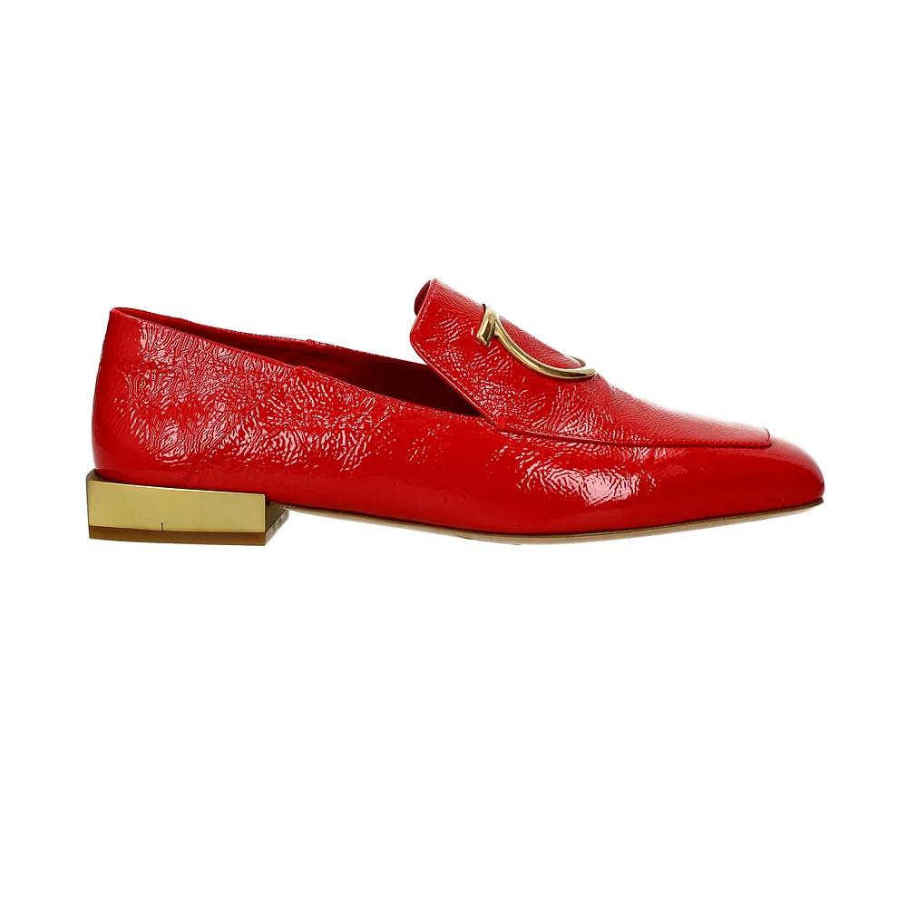 商品Salvatore Ferragamo|SALVATORE FERRAGAMO 女士红色皮革乐福鞋 0693105,价格¥2701,第1张图片