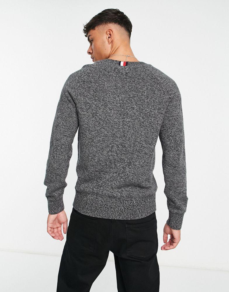 商品Tommy Hilfiger|Tommy Hilfiger monogram logo american cotton knit jumper in dark grey marl,价格¥1028,第4张图片详细描述