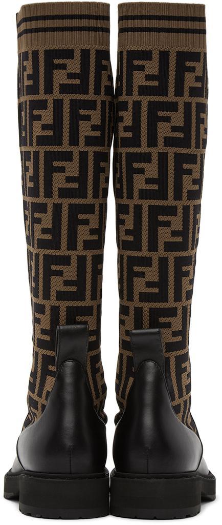 商品Fendi|Brown & Black 'Forever Fendi' Rockoko Tall Boots,价格¥11238,第6张图片详细描述