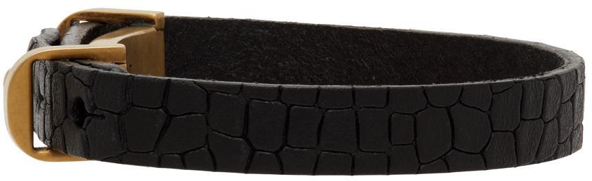 商品Yves Saint Laurent|Black Croc Belt Bracelet,价格¥2871,第7张图片详细描述