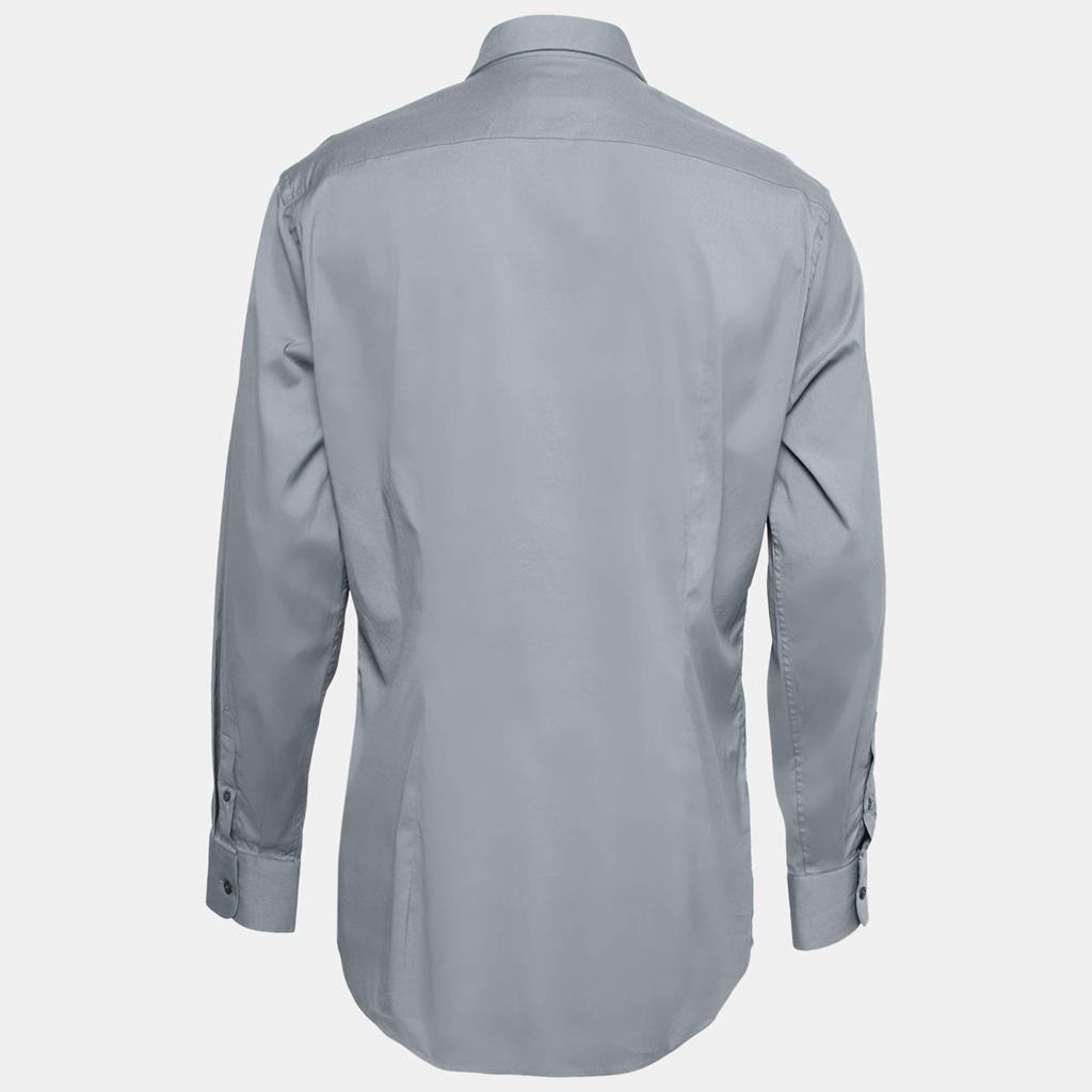 商品[二手商品] Prada|Prada Iron Grey Cotton Poplin Stretch Long Sleeve Shirt XXL,价格¥1288,第4张图片详细描述