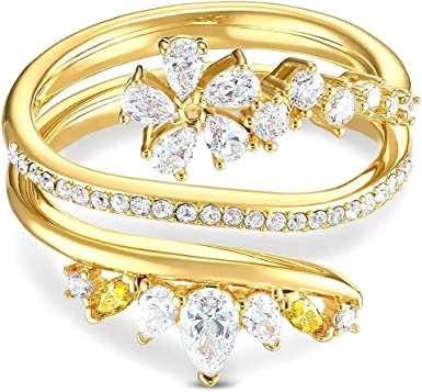 商品Swarovski|SWAROVSKI 女士金色水晶装饰戒指 5535797,价格¥500,第1张图片