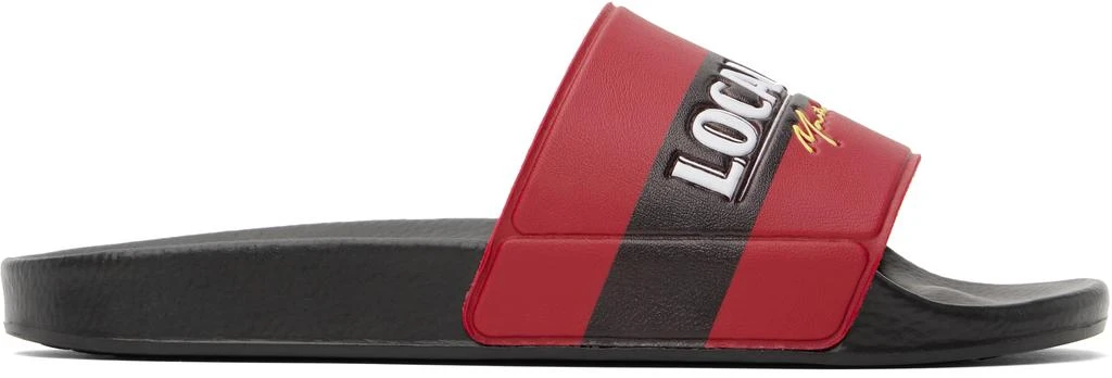 商品Martine Rose|Black & Red 'Local Hero' Pool Slides,价格¥891,第1张图片