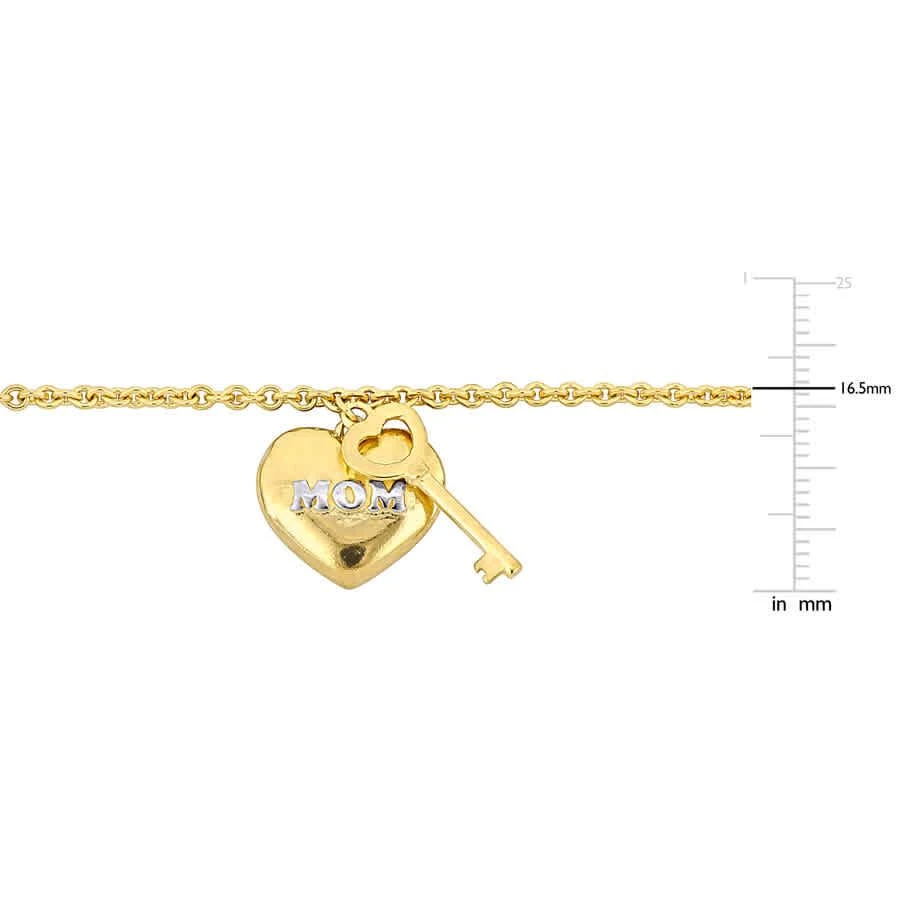 商品Amour|Mom Heart & Key Charm Bracelet in 18k Yellow Plated Sterling Silver - 7in.,价格¥395,第3张图片详细描述