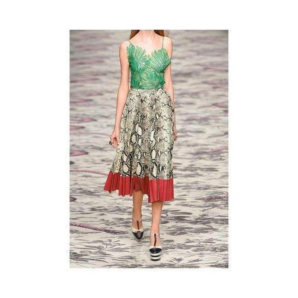 商品Gucci|Pleated Snake-Effect Leather Skirt,价格¥18511,第7张图片详细描述