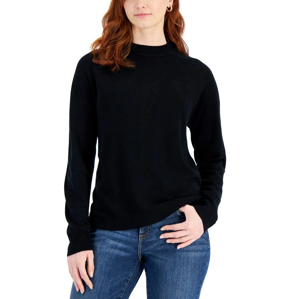 商品Karen Scott|Petite Mock Neck Zip-Back Sweater, Created for Macy's,价格¥54,第1张图片详细描述