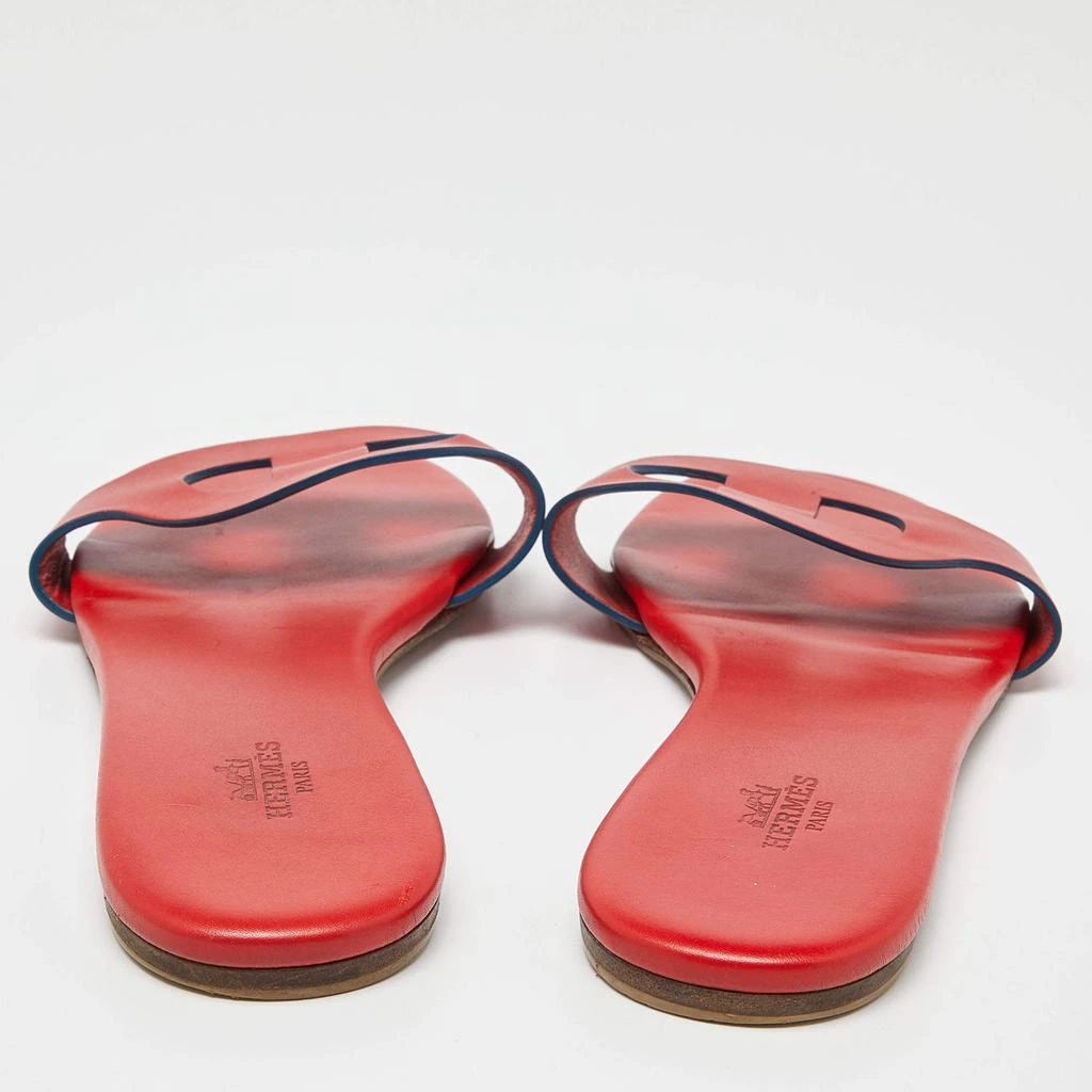 商品[二手商品] Hermes|Hermes Red Leather Lisboa Slide Flats Size 39,价格¥2815,第5张图片详细描述