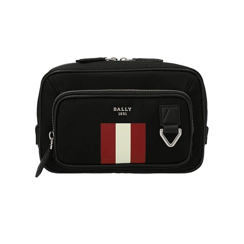 商品Bally|香港直邮BALLY巴利 男士经典红白条纹尼龙拉链通勤胸包单肩斜跨包,价格¥3299,第1张图片