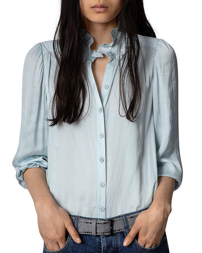 商品Zadig&Voltaire|Tacca Satin Ruffle Blouse,价格¥2635,第6张图片详细描述