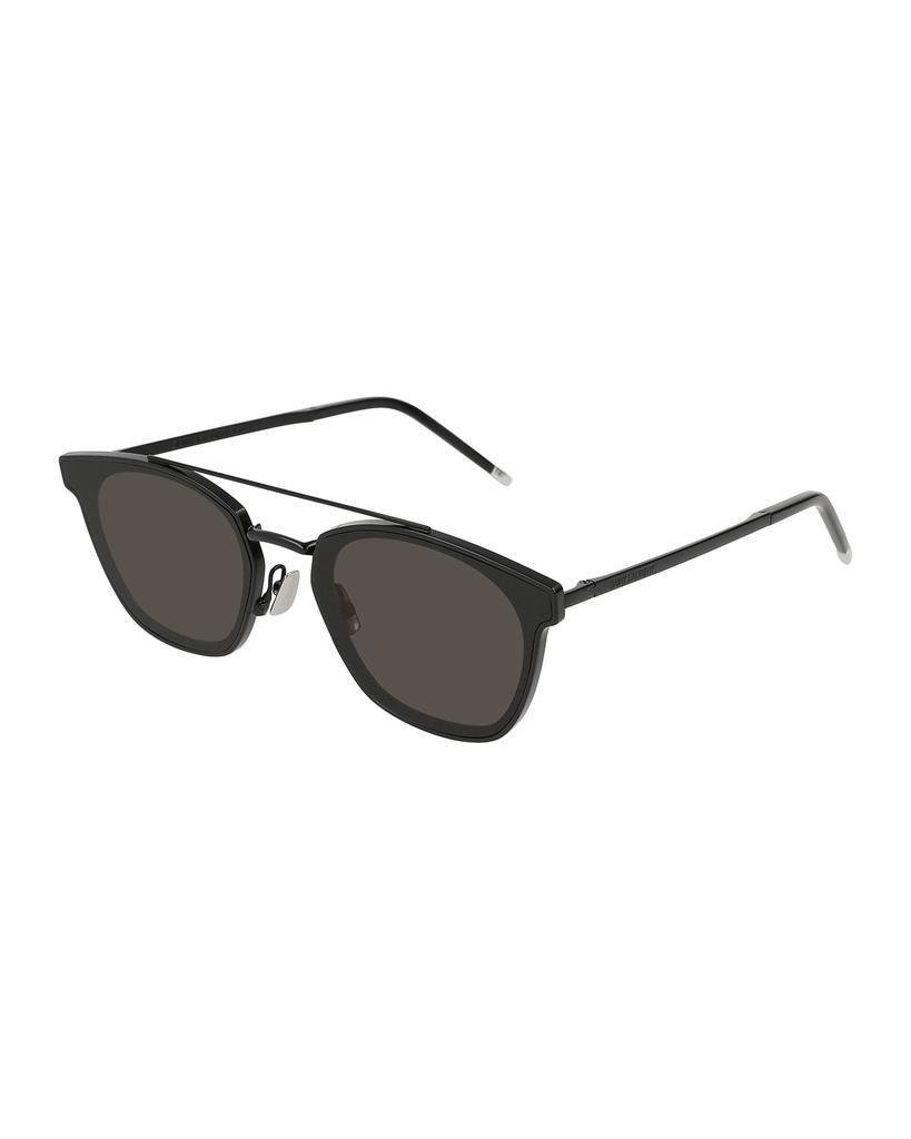 商品Yves Saint Laurent|Men's Metal Flush-Lens Brow-Bar Sunglasses, Black Pattern,价格¥3695,第1张图片