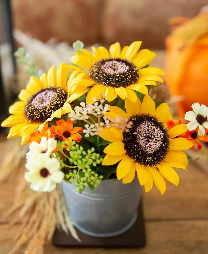 商品Flora Bunda|8" Artificial Sunflowers Mix in Tin Pot,价格¥276,第2张图片详细描述