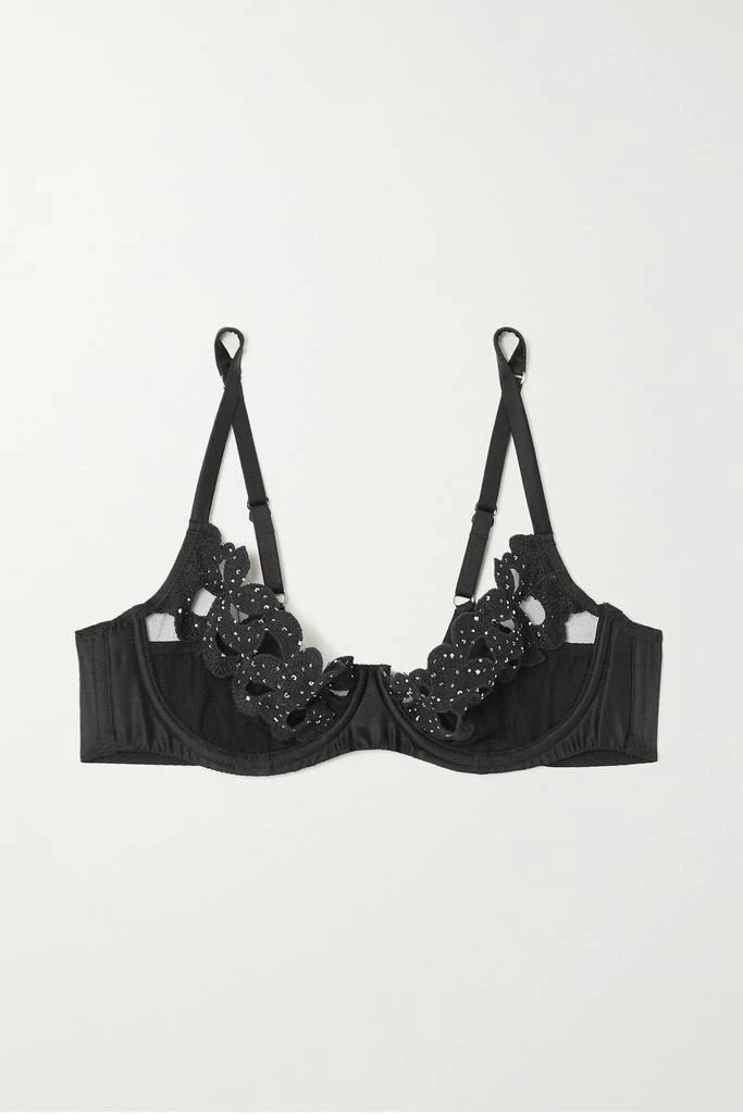 商品L'Agent by Agent Provocateur|Angelinna 水晶缀饰蕾丝边饰绢网缎布软杯文胸  - 32B,价格¥1517,第1张图片