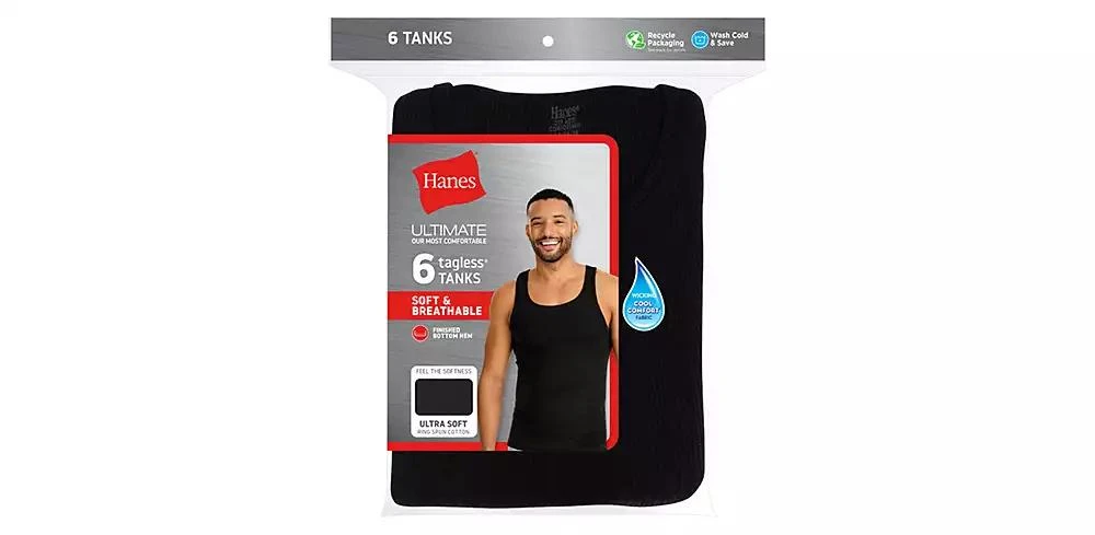 商品Hanes|Men's 6-Pk. Ultimate® ComfortSoft® Dyed Tanks,价格¥171,第3张图片详细描述