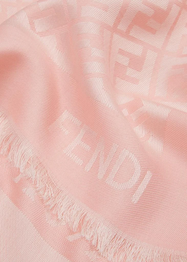 商品Fendi|Light pink FF-jacquard silk-blend scarf,价格¥3675,第3张图片详细描述