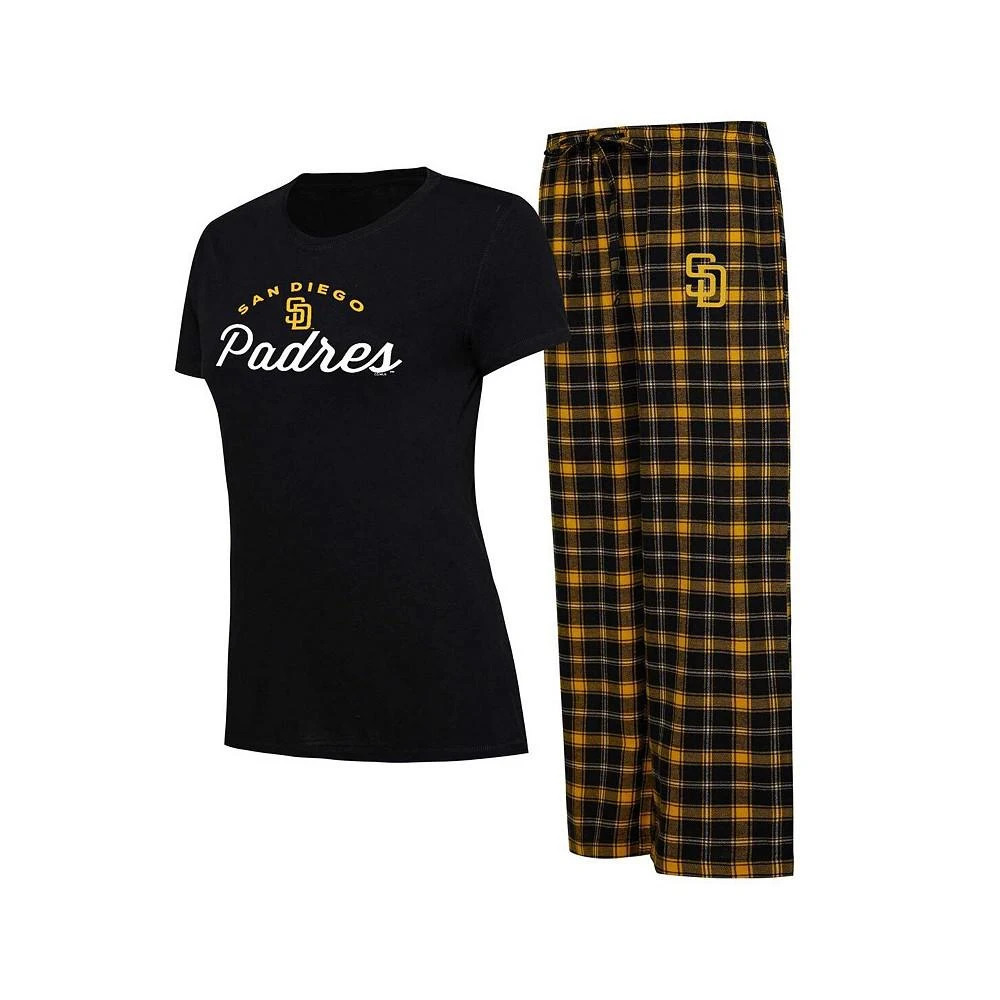商品Concepts Sport|Women's Black, Gold San Diego Padres Arctic T-shirt and Flannel Pants Sleep Set,价格¥411,第1张图片