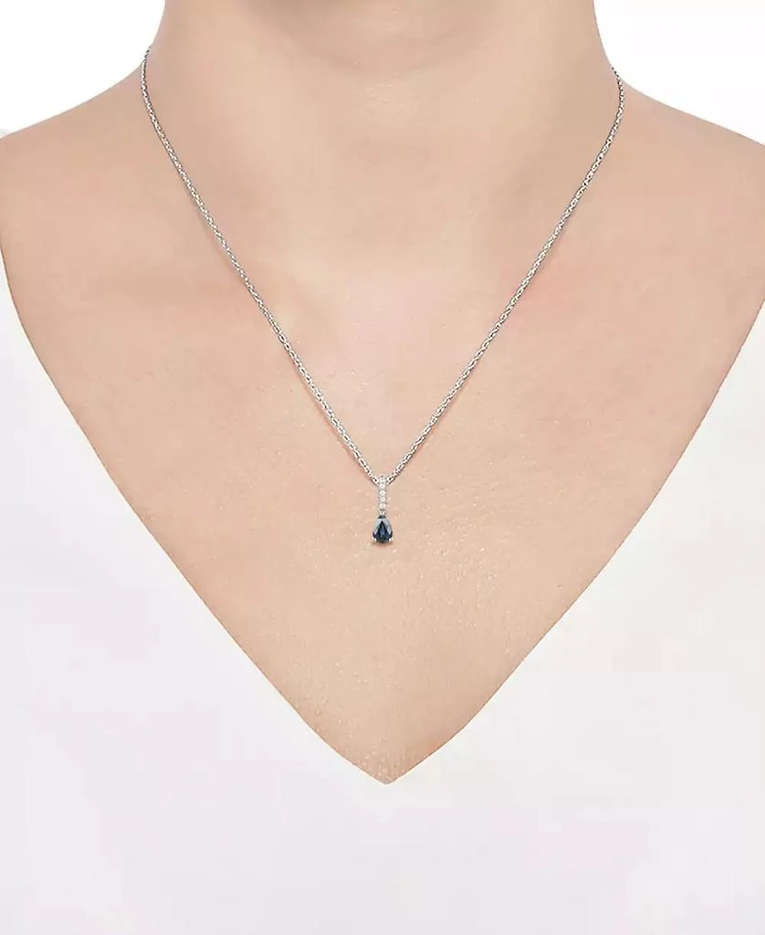 商品Macy's|Sapphire (1/2 ct. t.w.) & Diamond (1/20 ct. t.w.) Linear Pendant 18" Necklace in 14k White Gold (Also Available in Ruby & Emerald),价格¥2773,第2张图片详细描述