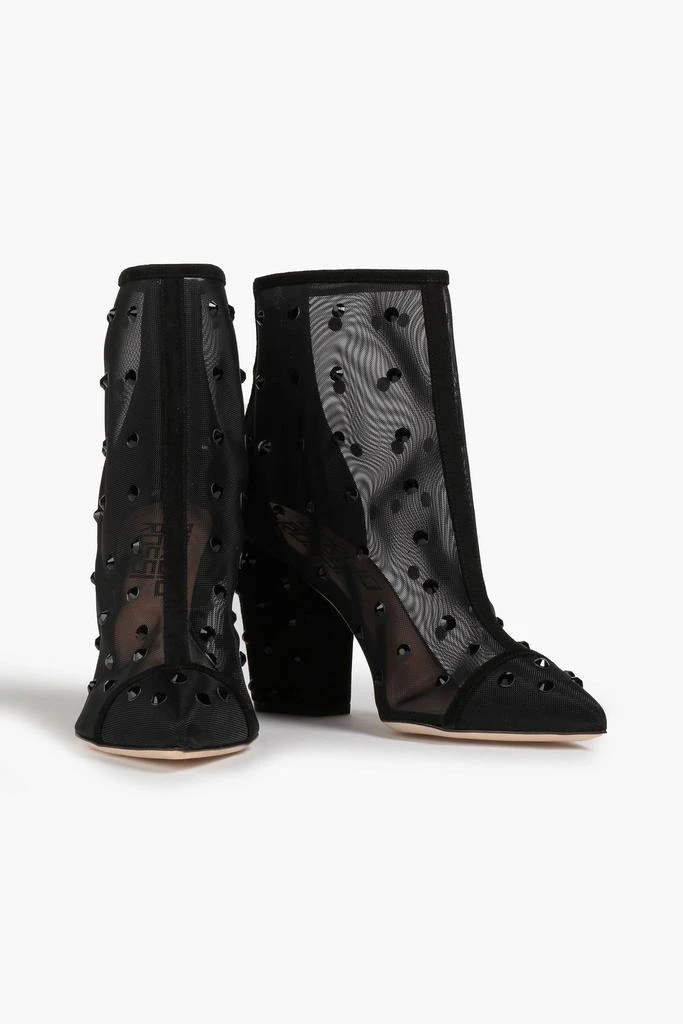 商品Sergio Rossi|Embellished suede-trimmed mesh ankle boots,价格¥2161,第2张图片详细描述