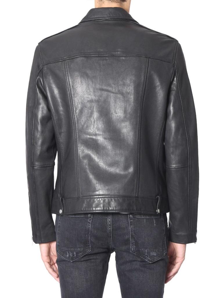 Allsaints Men's  Black Leather Outerwear Jacket商品第2张图片规格展示