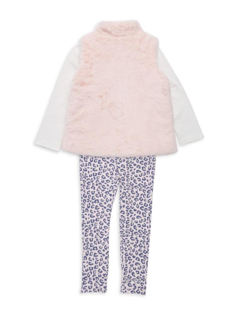 商品Juicy Couture|Little Girl's 3 Piece Faux Fur Vest, Logo Tee & Leopard Pants Set,价格¥183,第4张图片详细描述