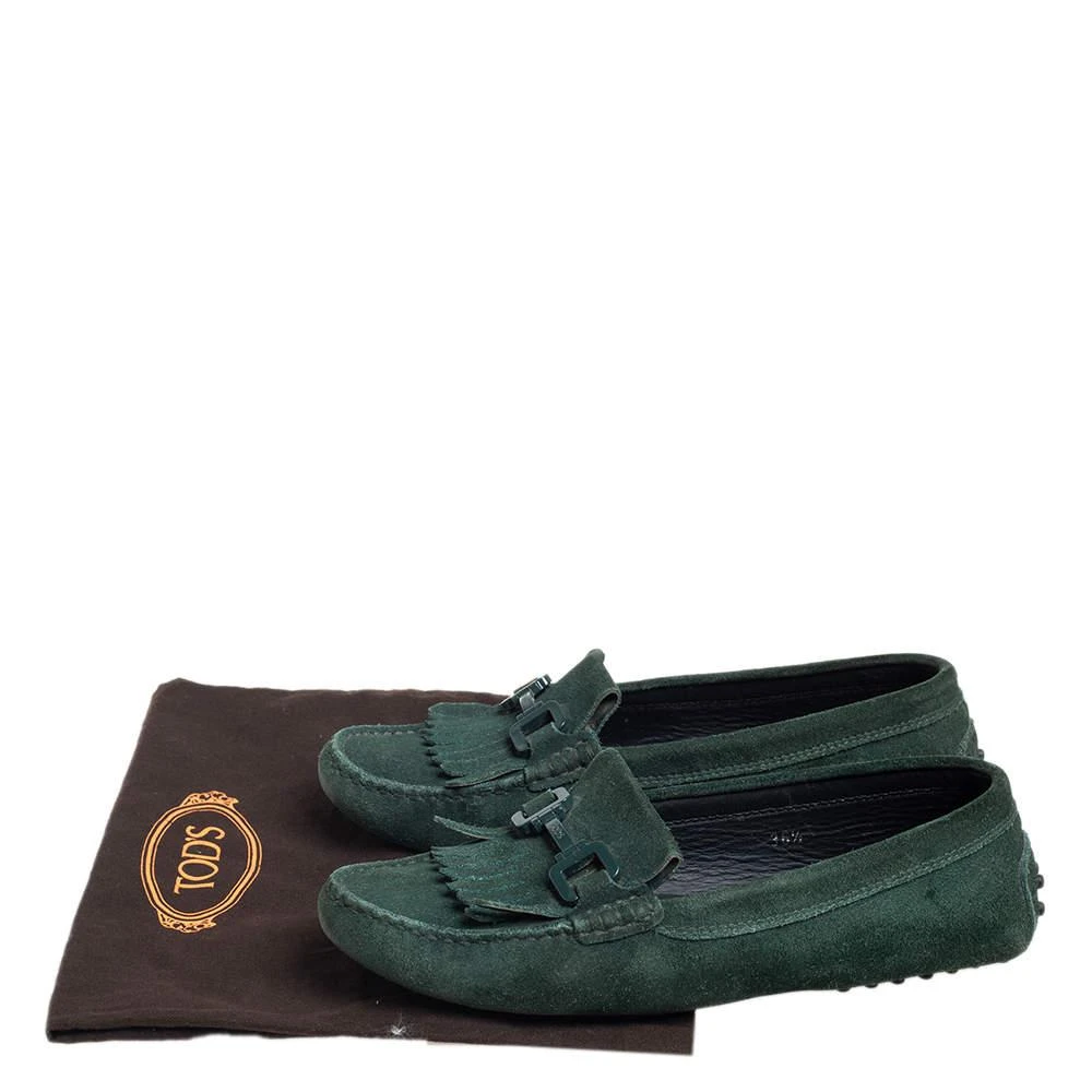 Tod's Green Suede Fringe Slip On Loafers Size 36.5 商品