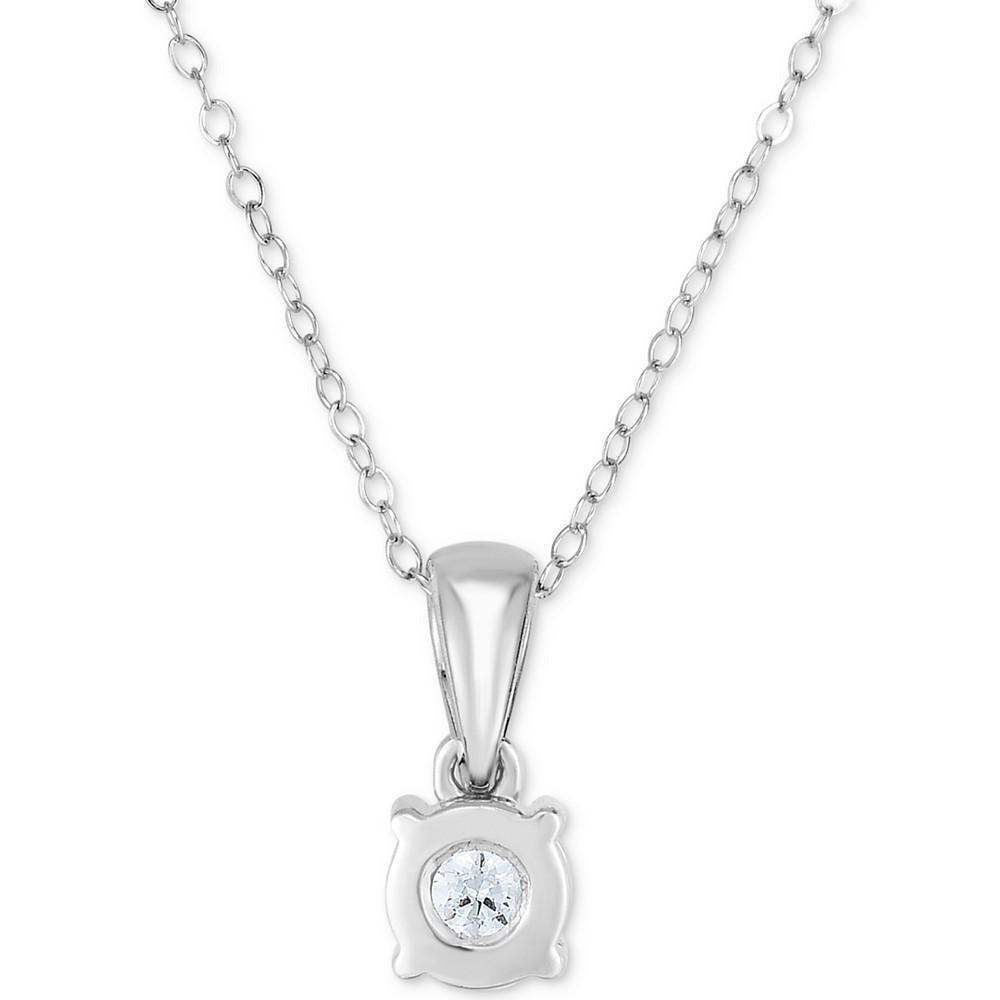 Diamond Solitaire 18" Pendant Necklace (1/4 ct. t.w.) in 14k White Gold商品第4张图片规格展示