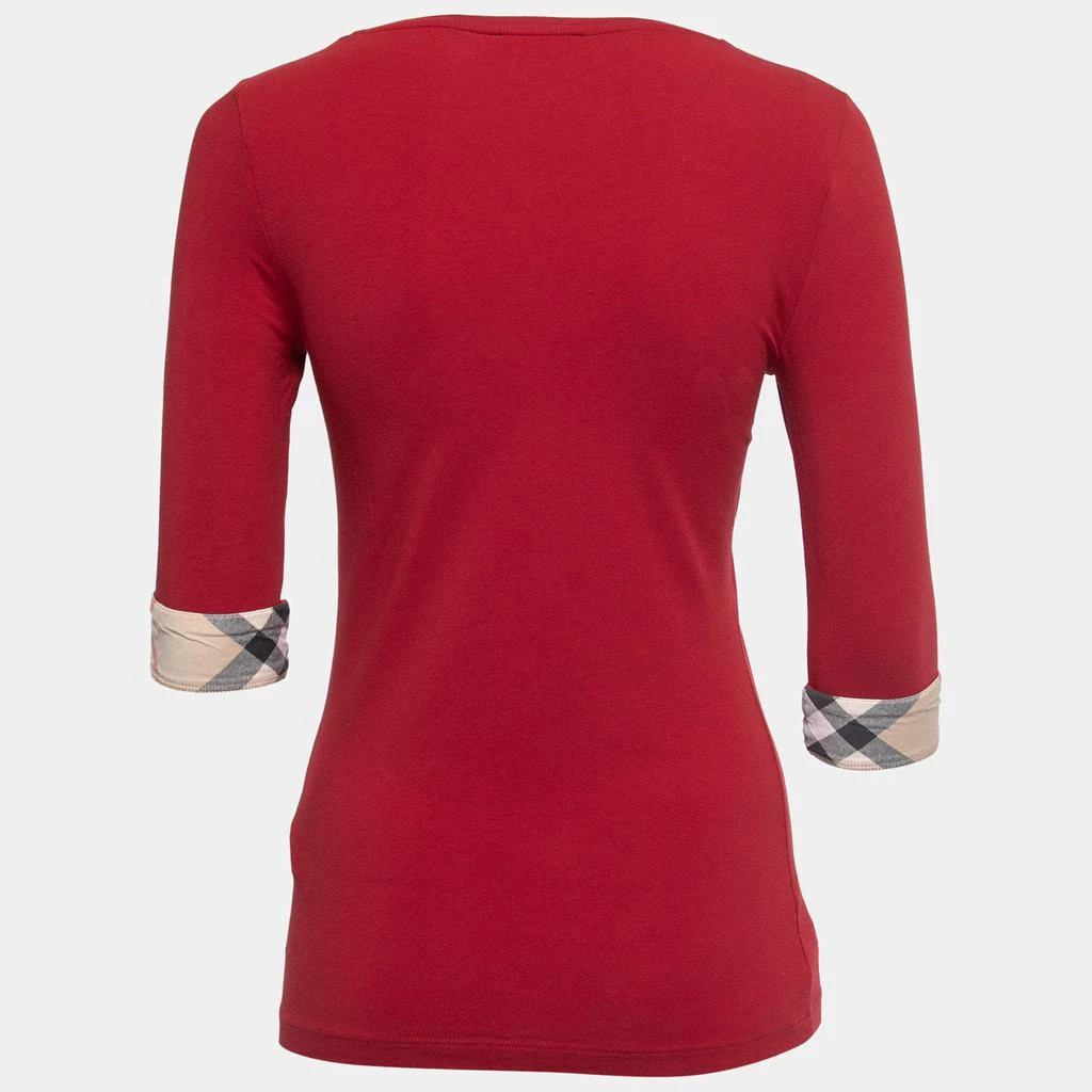 商品[二手商品] Burberry|Burberry Brit Red Cotton Check Detail Crew Neck Long Sleeve T-Shirt XS,价格¥1206,第2张图片详细描述