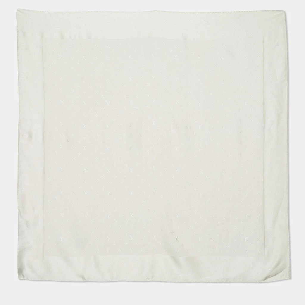 商品[二手商品] Louis Vuitton|Louis Vuitton Ivory Monogram Jacquard Silk Monaco Scarf,价格¥3317,第1张图片