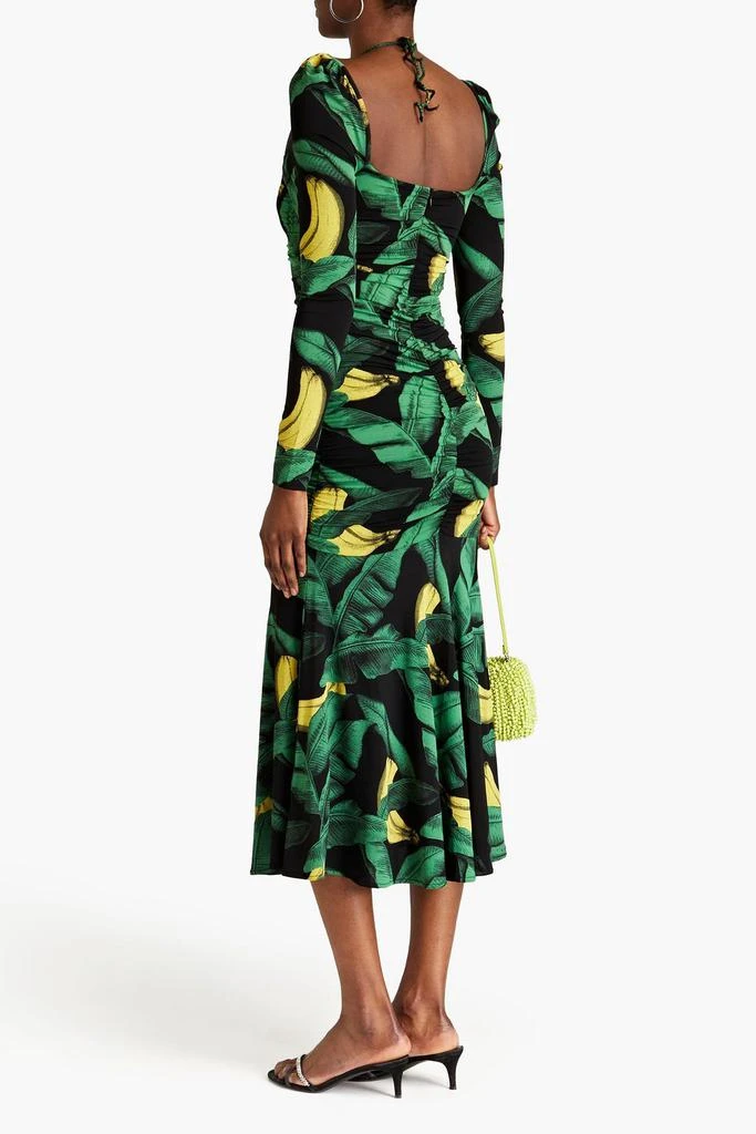 商品Ganni|Ruched printed stretch-jersey midi dress,价格¥1008,第3张图片详细描述