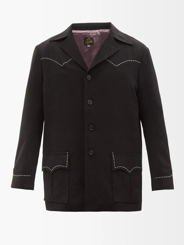 商品Needles|Cuban-collar topstitched twill suit jacket,价格¥2931,第1张图片