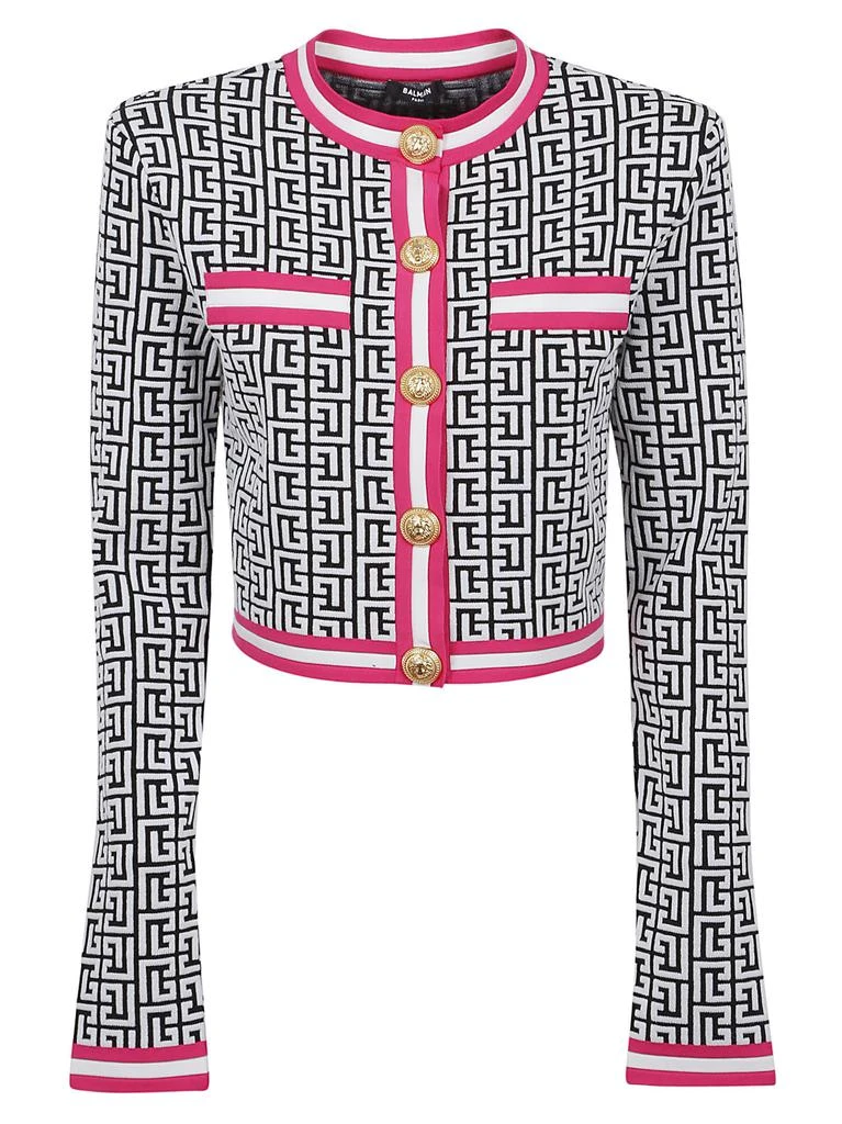 商品Balmain|Balmain Monogram Cropped Buttoned Knit Cardigan,价格¥10481,第1张图片