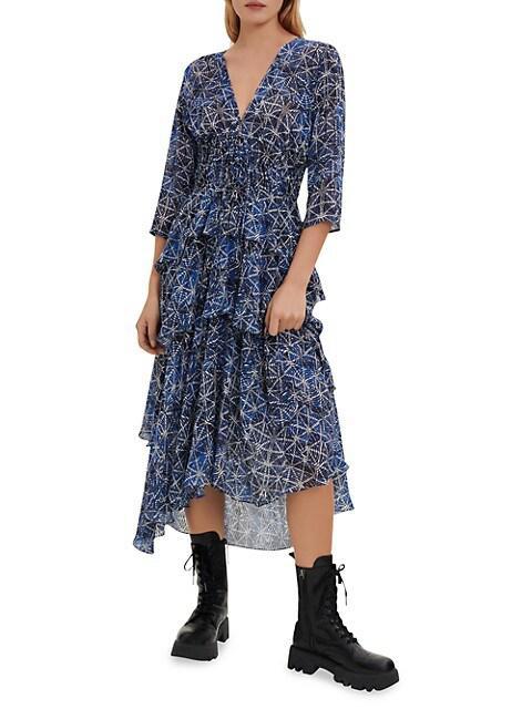 商品Maje|Rufflani Printed Dress,价格¥2230,第4张图片详细描述