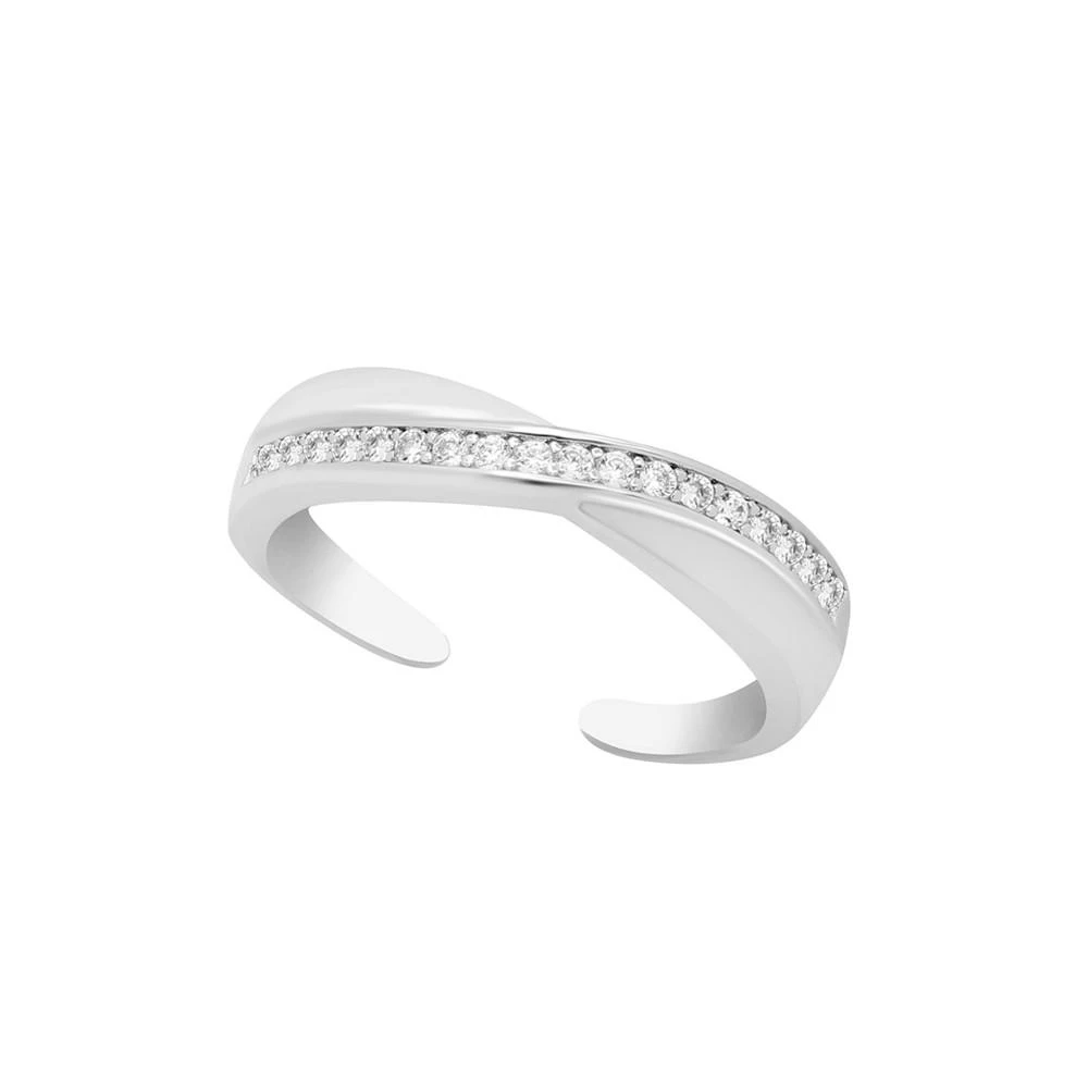 商品Essentials|Cubic Zirconia Crossover Toe ring in Gold Plate or Silver Plate,价格¥90,第1张图片