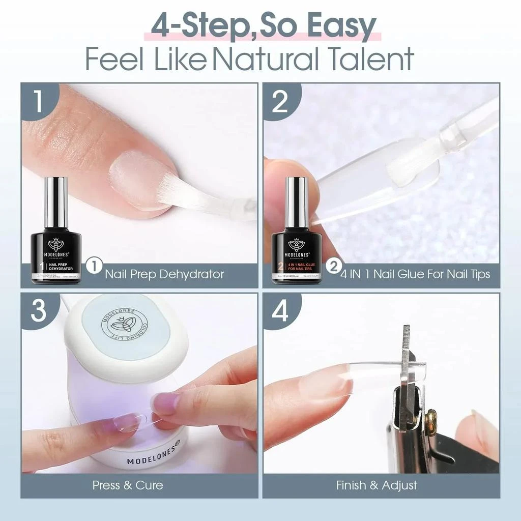 【Flash Sale】4-in-1 Nail Glue and Mini Lamp with 500Pcs Coffin Nail Tips Kit 商品