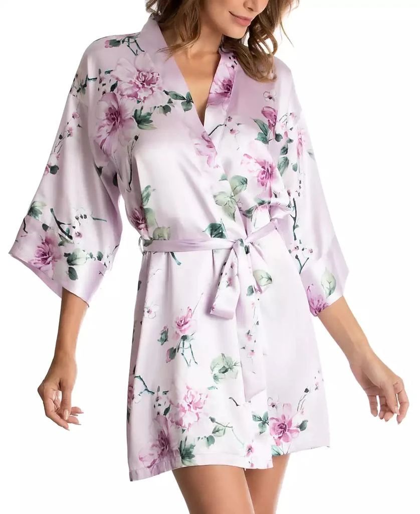 商品Linea Donatella|Floral-Print Satin Wrap Robe,价格¥214,第1张图片