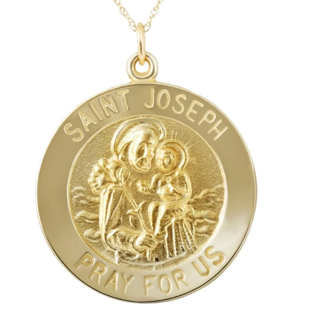 商品Pompeii3|14k Yellow Gold St. Joseph Medal Pendant 1" Tall 3 Grams,价格¥3130,第1张图片