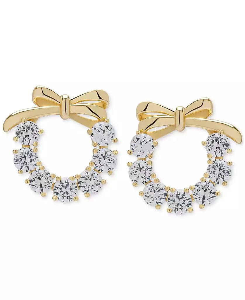 商品Macy's|Lab Grown White Sapphire Christmas Wreath Stud Earrings (4-3/4 ct. t.w.) in 14k Gold-Plated Sterling Silver,价格¥300,第1张图片