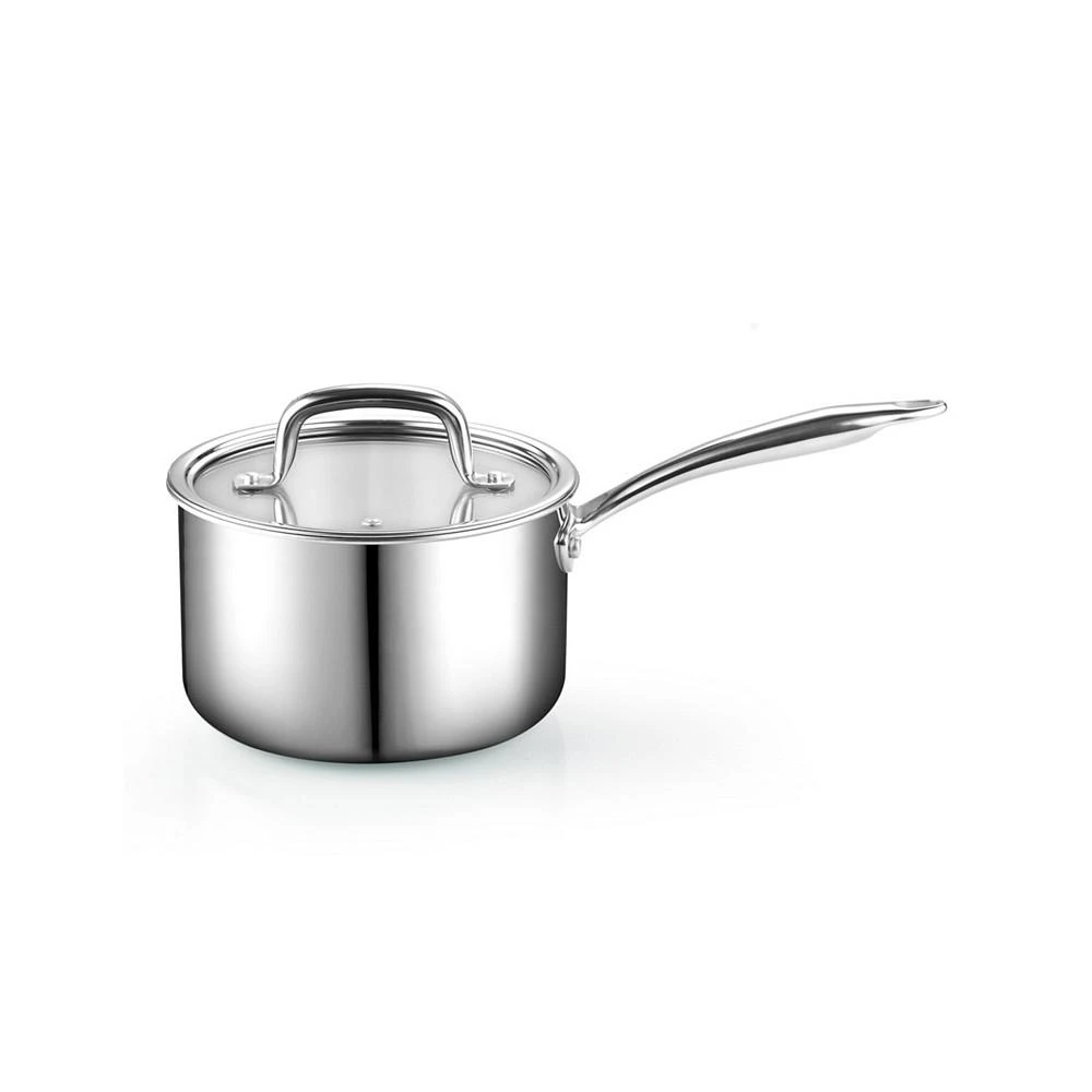 商品Cook N Home|Tri-Ply Clad Stainless Steel Sauce Pan with Lid, 3 Quart,价格¥538,第1张图片