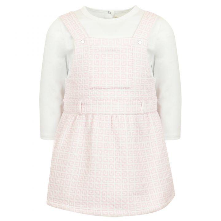 商品Givenchy|Pink & White 4G Monogram Pinafore Style Dress,价格¥1810,第1张图片